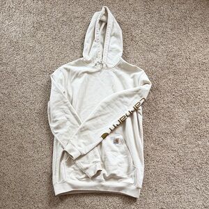 Carhartt Men's Off-White Hoodie with Logo Sleeve